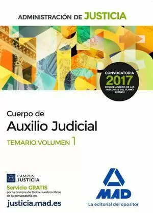 CUERPO AUXILIO JUDICIAL ADMON. JUSTICIA. TEMARIO I 2017 MAD