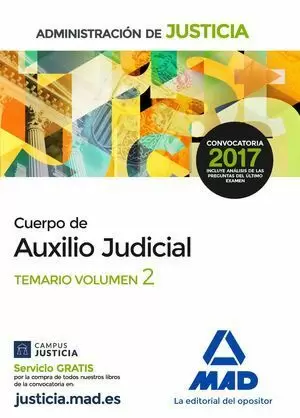 CUERPO AUXILIO JUDICIAL ADMON. JUSTICIA TEMARIO II 2017 MAD