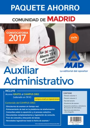 PAQUETE AHORRO AUXILIAR ADMINISTRATIVO DE LA COMUNIDAD DE MADRI