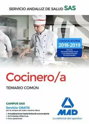 COCINERO/A 2018 SAS SERVICIO ANDALUZ DE SALUD. TEMARIO COMÚN