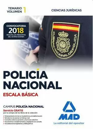 POLICÍA NACIONAL ESCALA BÁSICA 2018 MAD. TEMARIO 1 CIENCIAS JURÍDICAS
