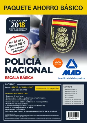 PACK BÁSICO ESCALA BÁSICA POLICÍA NACIONAL 2018. MAD