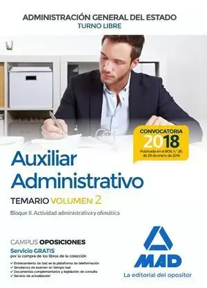 AUXILIAR ADMINISTRATIVO ADMINISTRACIÓN GENERAL ESTADO 2018 MAD TEMARIO 2