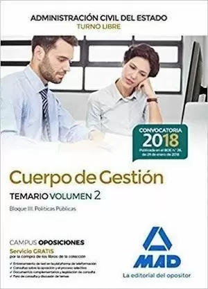 CUERPO DE GESTIÓN DE LA ADMINISTRACIÓN CIVIL DEL ESTADO 2018. TEMARIO 2