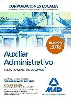 AUXILIAR ADMINISTRATIVO CORPORACIONES LOCALES 2018 MAD TEMARIO GENERAL 1