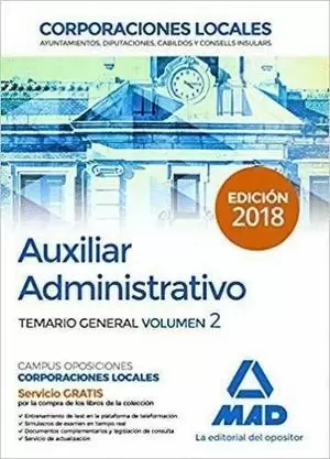 AUXILIAR ADMINISTRATIVO CORPORACIONES LOCALES 2018 MAD TEMARIO GENERAL 2