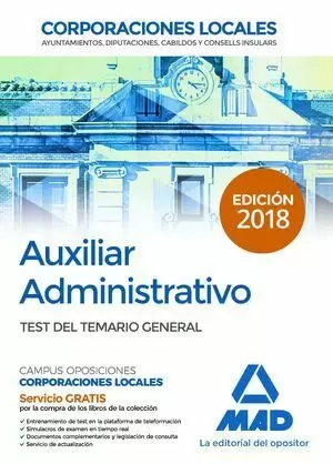 AUXILIAR ADMINISTRATIVO CORPORACIONES LOCALES TEST 2018 MAD
