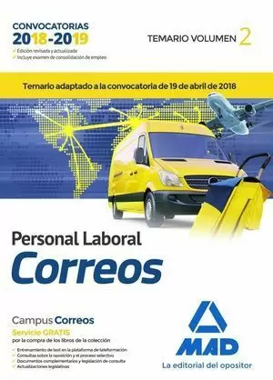 PERSONAL LABORAL DE CORREOS Y TELÉGRAFOS 2018. TEMARIO VOLUMEN 2