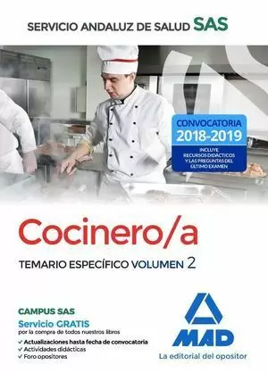 COCINERO/A 2018 SAS SERVICIO ANDALUZ SALUD. TEMARIO ESPECIFICO 2