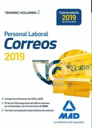 PERSONAL LABORAL DE CORREOS Y TELÉGRAFOS. TEMARIO VOLUMEN 2 MAD 2019