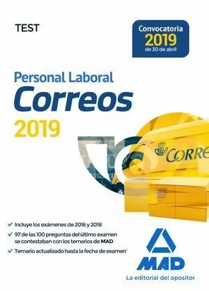 PERSONAL LABORAL DE CORREOS Y TELÉGRAFOS. TEST MAD 2019