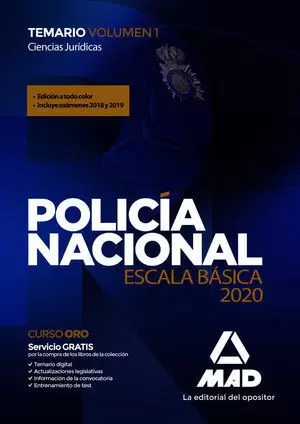 2020 POLICÍA NACIONAL ESCALA BÁSICA. TEMARIO 1 CIENCIAS JURÍDICAS