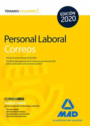 PERSONAL LABORAL DE CORREOS Y TELÉGRAFOS 2020. TEMARIO VOLUMEN 2 MAD