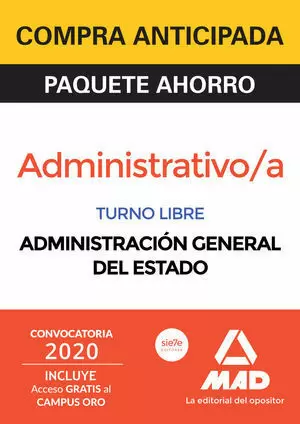 PACK AHORRO ADMINISTRATIVO ADMINISTRACIÓN GENERAL ESTADO 2020 MAD