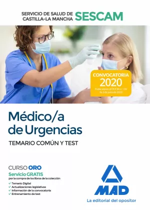 2020 MÉDICO/A DE URGENCIAS DEL SESCAM. TEMARIO COMUN Y TEST. MAD