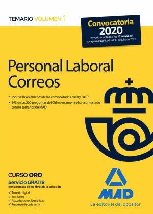 PERSONAL LABORAL CORREOS TEMARIO I 2020 MAD