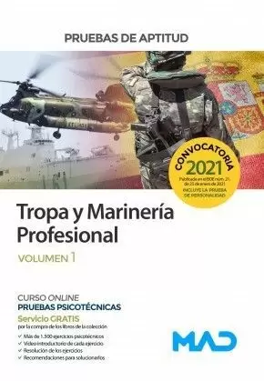 2021 TROPA MARINERÍA PROFESIONAL PRUEBAS APTITUD VOLUMEN 1 MAD
