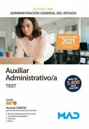 2021 AUXILIAR ADMINISTRATIVO DEL ESTADO. TEST MAD TURNOLIBRO
