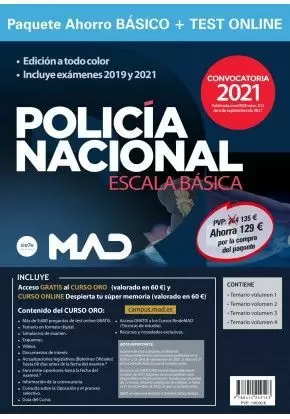 2021 POLICIA NACIONAL ESCALA BASICA PACK AHORRO BÁSICO + TEST ONLINE MAD