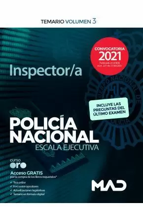 2021 INSPECTOR/A DE POLICÍA NACIONAL. TEMARIO VOLUMEN 3 MAD