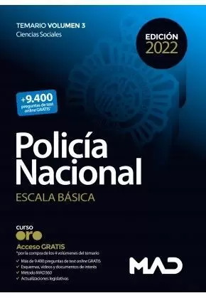 POLICÍA NACIONAL ESCALA BÁSICA. TEMARIO VOLUMEN 3 2022