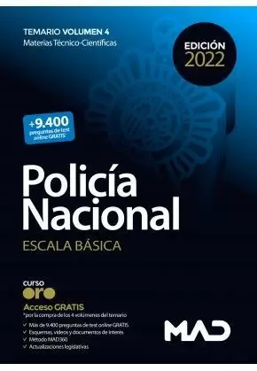 POLICÍA NACIONAL ESCALA BÁSICA. TEMARIO VOLUMEN 4 2022