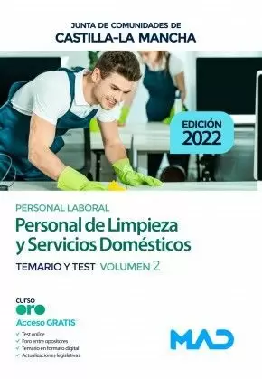 2022. PERSONAL DE LIMPIEZA Y SERVICIOS DOMÉSTICOS. TEMARIO Y TEST VOLUMEN 2 JCCM