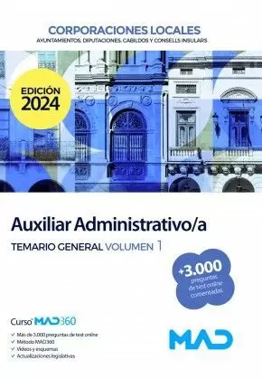 2024 AUXILIAR ADMINISTRATIVO DE CORPORACIONES LOCALES TEMARIO 1 ( 2023-2024)