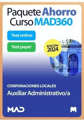 2024 AUXILIAR ADMINISTRATIVO DE CORPORACIONES LOCALES PACK AHORRO + TEST PAPEL (2023-2024)