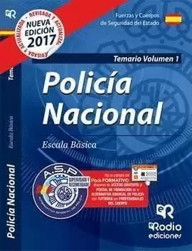 CUERPO NACIONAL DE POLICIA  ESCALA BASICA. TEMARIO VOL. 1. 2017 CUARTA EDICION