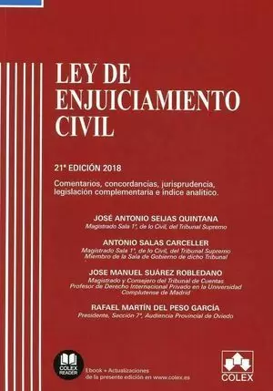 LEY ENJUICIAMIENTO CIVIL Y LEGISLACION COMPLEMENTARIA 2017 COLEX COMENTADO