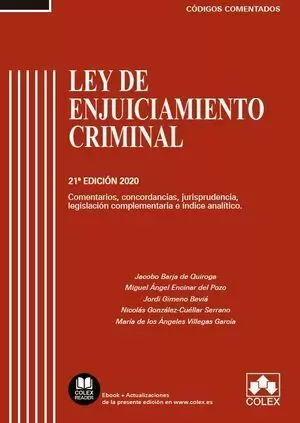 LEY DE ENJUICIAMIENTO CRIMINAL. 21 ED. 2020