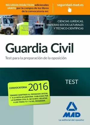 2016 GUARDIA CIVIL. TEST PARA LA PREPARACIÓN DE OPOSICIÓN