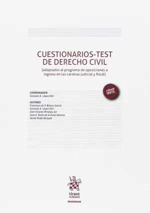 CUESTIONARIOS-TEST DE DERECHO CIVIL (ADAPTADOS AL PROGRAMA DE OPOSICIONES A INGR